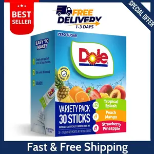 Dole Powder Drink Mix Variety 30Ct Tropical Peach Mango Strawberry Pineapple Sug