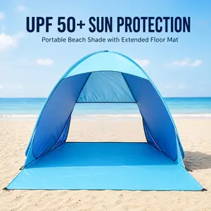 Pop Up Beach Tent Beach Shade Tent for 1-4 Persons Sun Shelter UPF 50+ Enclose Zipper Door Portable Easy Up Beach Tent camping