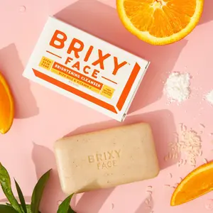 BRIXY Brightening Facial Cleansing Bar - Gentle Rice Powder And Vitamin C Formula for Sensitive Skin, Radiance and Comfort
