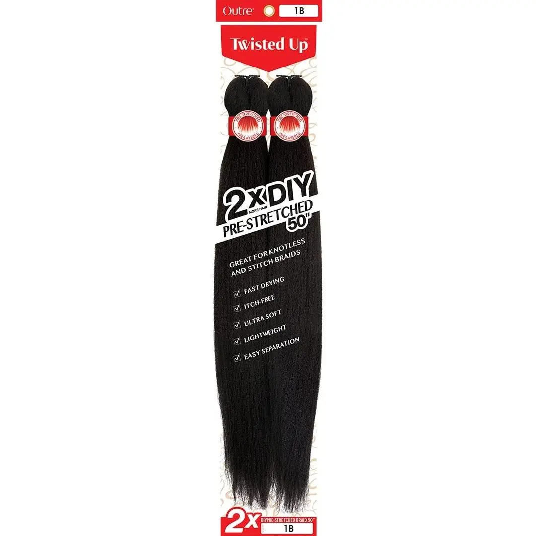 Outre X-Pression Twisted Up Long Length Yaki Straight Style Synthetic Hair Pre-Stretched Braid - DIY PRE-STRETCHED BRAID 50 Inch 2X (APL)