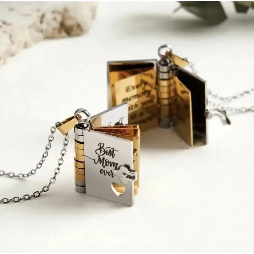Best Mom Ever​​Book Necklace-the perfect gift choice for Mother's Day.Featuring a charming book-style design, it is meticulously crafted from rust-resistant 316 titanium steel-an ideal gift for Mom, a daughter, a son, or a loved one.