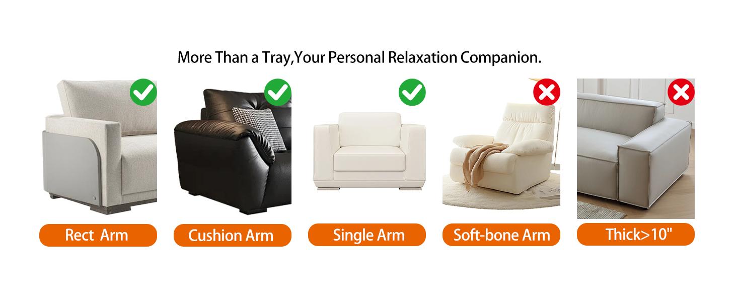 Acacia Wood Sofa Armrest Tray, Clip-On Space-Saving Design with Cup Holder, 360° Rotating Phone Holder, Anti-Slip Pads, Easy Installation for Daily Use