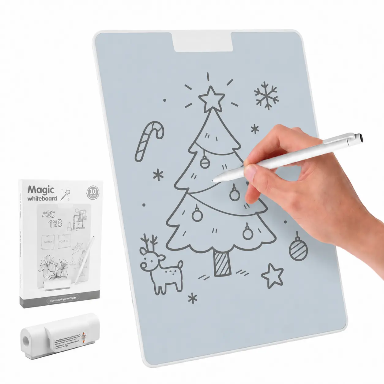 Leven 10in Reusable Magnetic Writing Board, Paperless Doodle Pad for Kids & Adults, Pencil-like Writing, Partial & Full Erase, Portable No Ink No Battery Note Board for Study, Office & Travel