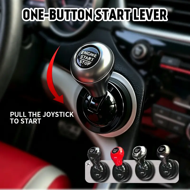 Car Joystick Push to Start Button Cover, Carbon Fiber Cool Metal Vehicle Engine Starter Stop Button Rocker, Auto Interior One-Touch Push to Start Protector, Universal for Vehicles
