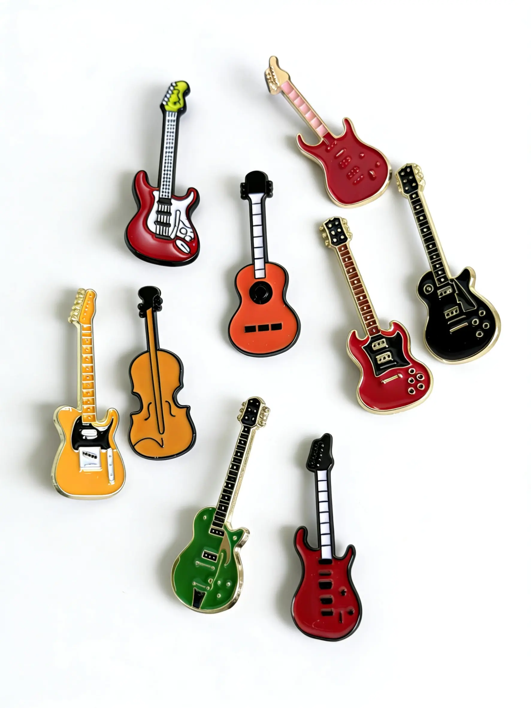 9pcs Vintage Electric Guitar Brooch Pins Set, Gift Box Packaging, Perfect for Graduation, Birthdays, Fashion Badges, All Seasons Style, Jewelry, Fashion Accessory