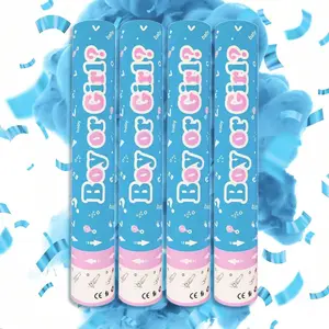 Gender Reveal Confetti Cannons 4 Pack, 11.8in Pink/Blue Twist Poppers with Powder & Confetti, Safe Air-Powered Cannons for Baby Shower, Gender Reveal Party & Surprise Celebration Decor