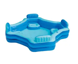 Bluescape Blue Deluxe Comfort Inflatable Family Swimming Pool, 4 Seats, Square, Age 6 & up