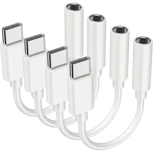 4 count Type USB C to 3.5mm Female Headphone Jack Adapter, USB Type C to Aux Audio Dongle  Cord, Compatible with  S20/S20+/S20 Ultra, Pixel 4/+ 4XL, and  USB C Devices