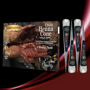 Oudi Henna Cone 100% Natural Temporary Tattoo Cream Cone 1 Cone 31g Body Paint Freckles Reddish Brown for Men Women Forearm Tribal Wolf 7-15 Day Tatuajes Temporales Waterproof Angel Flower Tattoos