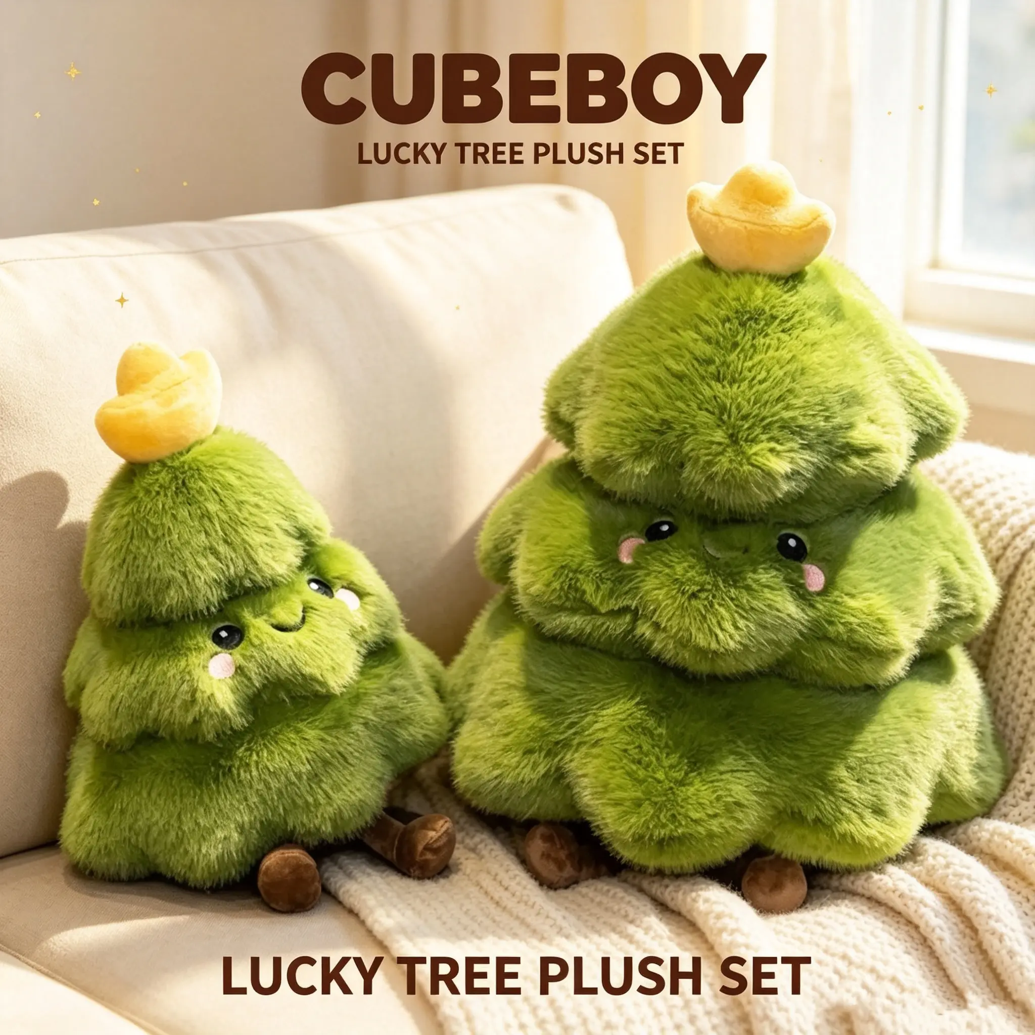 Cute Plush Money Tree Pine Tree Doll, Green Christmas Tree Plush Toy Doll, Wealth Attraction Ornament Gift