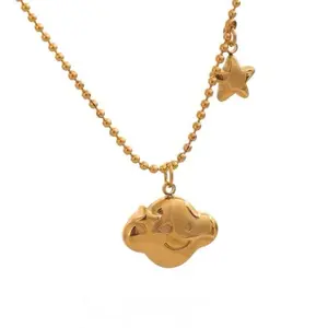Cloud Star Pendant Necklace for Women, Fashion Accessory