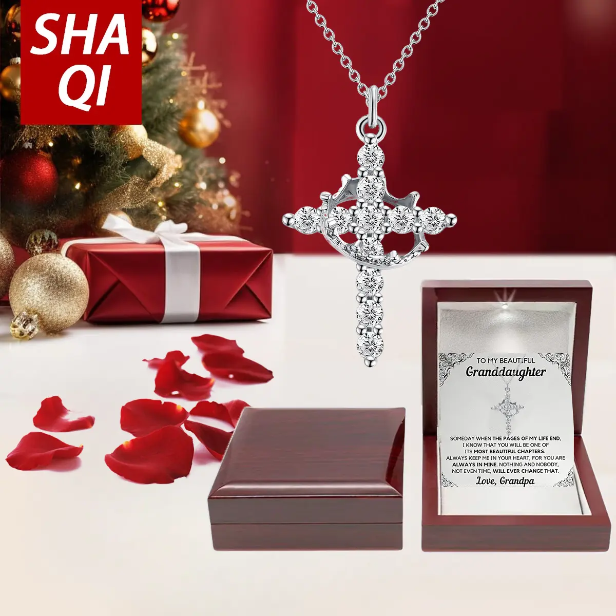 White gold + wooden box with lighted beveled edges