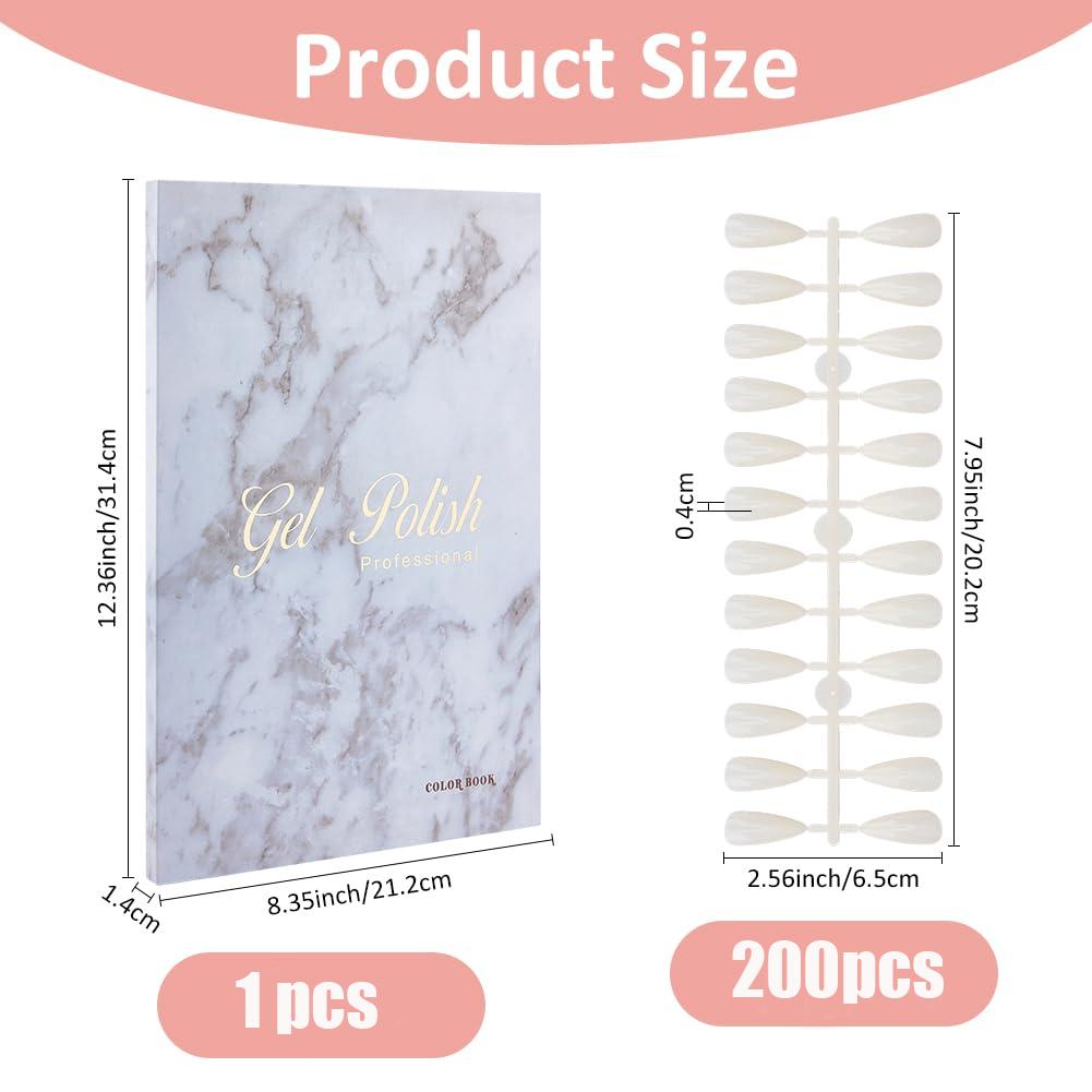 SUPERFINDINGS Nail Color Display Book with 240PCS Nail Tips Nail Gel Polish Display Board Nail Color Chart Display Book Nail Polish Sample Book with Replacement Tips Salon Tools