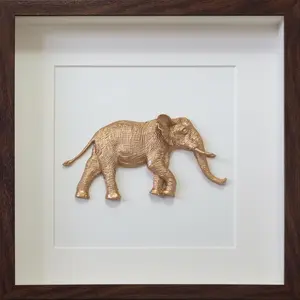 Elephant Sculptures Wall Decor Living Room Nursery Framed Gold Room Decor Aesthetic Metal Wall Art Bedroom Modern Elephant Ornament Statue Paintings Wall Decor Boho Artwork For Walls Home Decorations