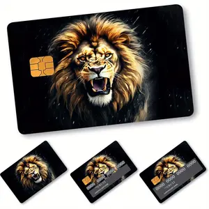 1 Set 4 Sheets Thick Lion Credit Card Stickers for Visa Mastercard Debit Cards