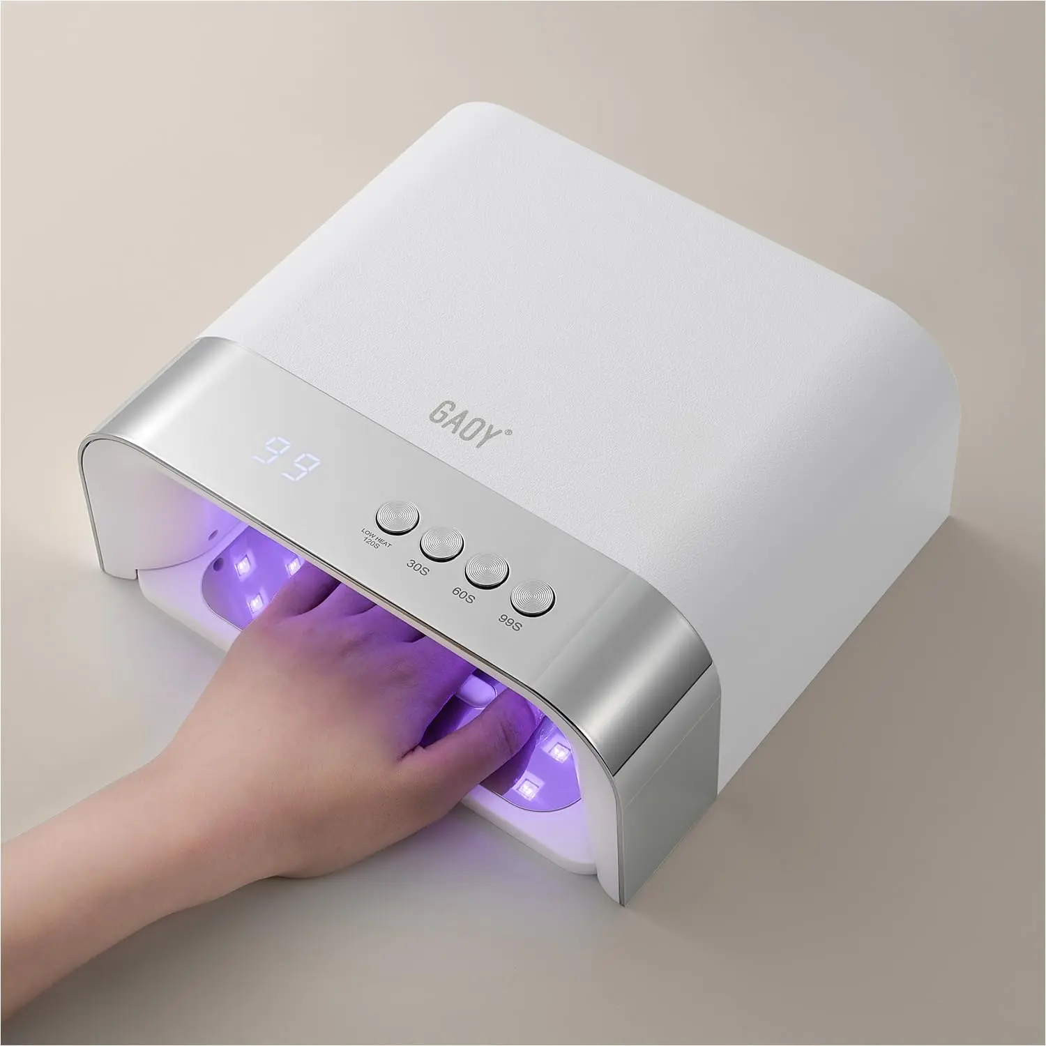 GAOY Professional UV Nail Lamp, Big Cavity Design for Long Nails, White | Fast Curing Light, Infrared Sensor, 3 Timer 30/60/99s, for All Gel Polishes, DIY at Home Salon, Gift for Women, Manicurist