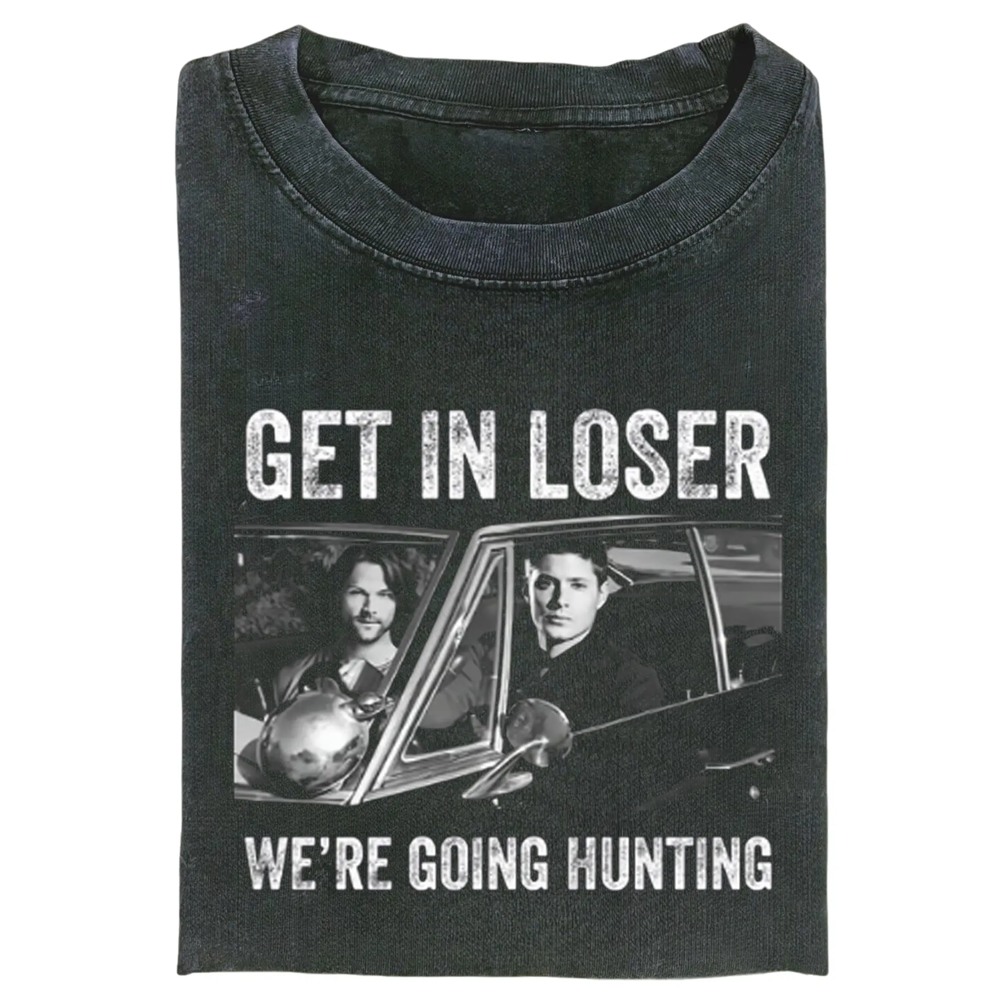 Get In Loser We’re Going H*nting Supernatural Vintage T-Shirt, Supernatural Shirt Gift for Men, Gift for Women, Crew Neck T-shirt, Trending T-shirt
