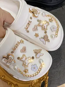 Elegant Faux Pearl Bow and Rhinestone Bear Shoe Charms, Bling Shoe Charms, Abs Butterfly DIY Decorations, Multifunctional Shoe Clips for Women