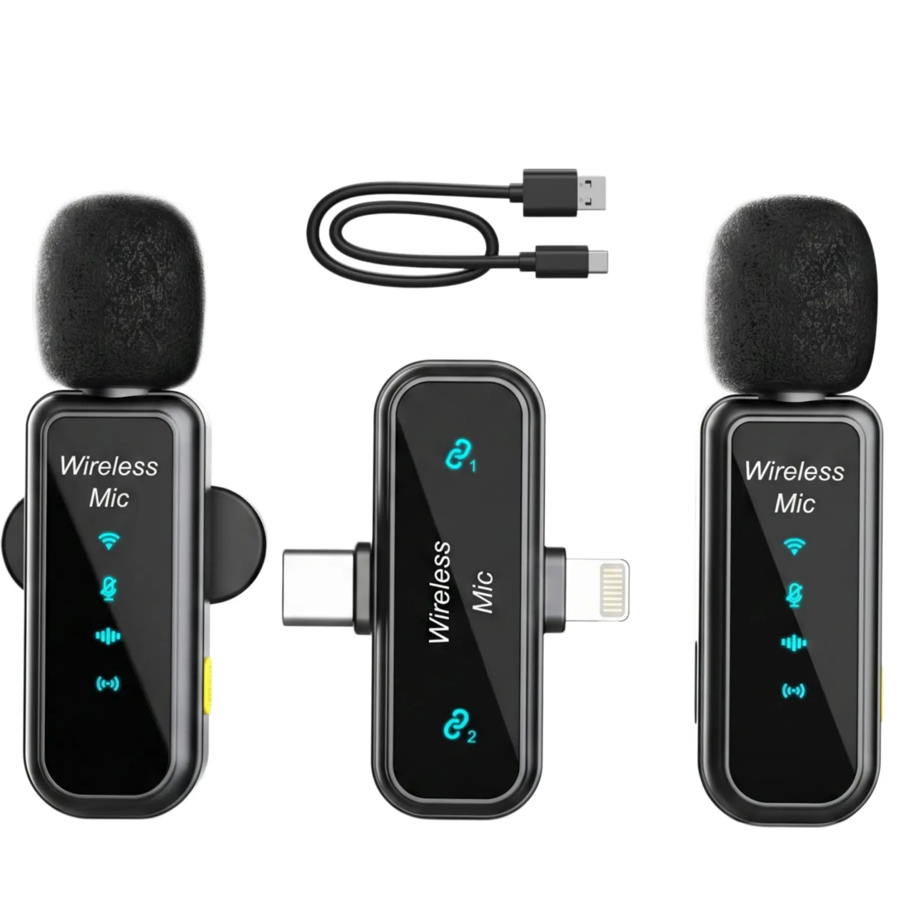 Wireless Lavalier Microphone for iPhone - iPad, Android Phone Computer, Mini Microphone for Live Streaming, Video Recording, Outdoor or Indoor Interviews, YouTube, TikTok, Vlog (Black)