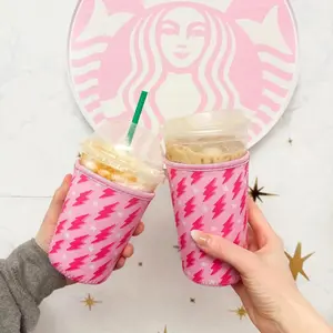 Lightning Bolt Iced Coffee Sleeve, Coffee Coozie Beverage Drinkware Reusable Disposable Water Proof