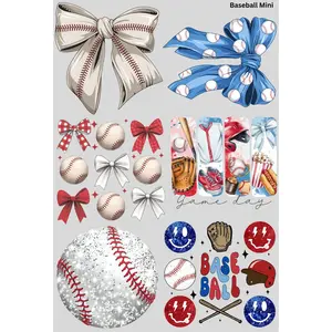 Baseball Mini DTF Transfer Gang Sheet 24.5" wide x 36" long Direct To Film