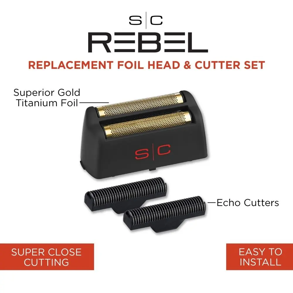 Rebel Foil Shaver Accessories, Stainless Steel Gold Titanium Foil, Close Cut Echo Cutters