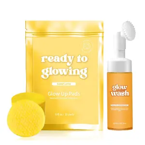 Facial Cleansing Beauty Kit - Ready to Glow Wash, Free Turmeric Pads, Sweet Lemo Glow Up Pads for Healthy Skin Comprehensive Skincare Routine