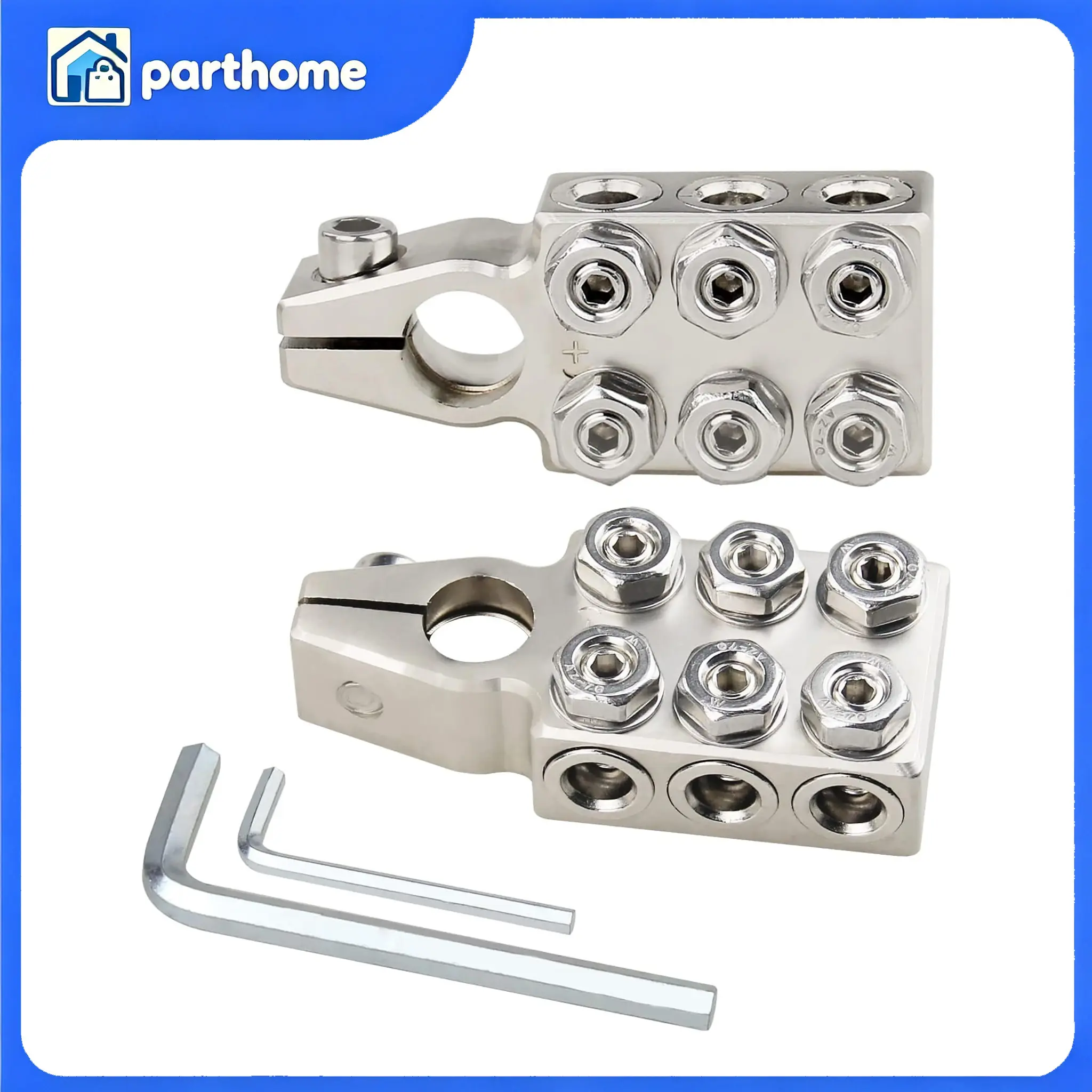 Car Battery Terminal Clamps - 1/0,2,4,8 AWG Gauge SAE 12-Way Positive & Negative Connectors for Caravan, Solar Power Bank, Motorhome, Bus