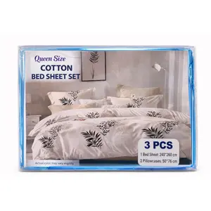 3-Piece Queen Size Cotton Bed Sheet Set with Pillowcases