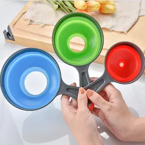 Silicone Expandable Foldable Funnel Set, 3-Piece Large Medium Small, Multi-Functional No Mess Kitchen Funnel, Food Safety Design, Easy Clean, Kitchen Gadgets, Utensils