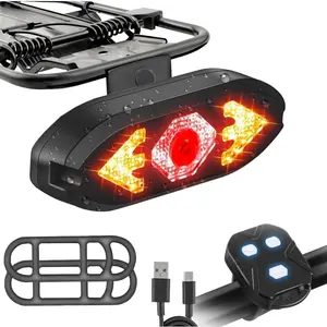 Bike Taillight USB Rechargeable Bicycle Turn Signals Rear Light with 5 Modes Super Bright IPX4 Waterproof Safety Warning Back Lights & 2 Brackets