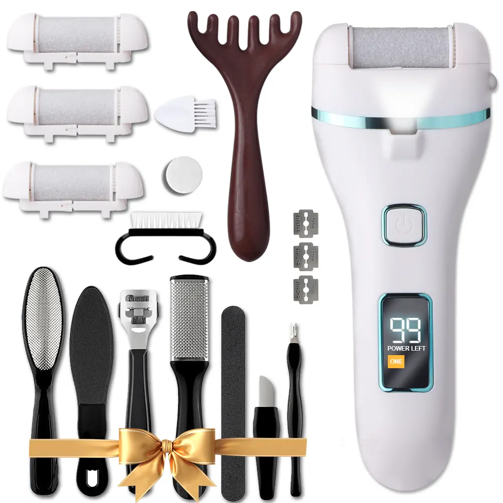 Electric Callus Remover Kit 17-in-1 – FACEPOS Waterproof & Rechargeable | Foot File + Massage + Manicure Daily Gift Cutics Nail Art Nail