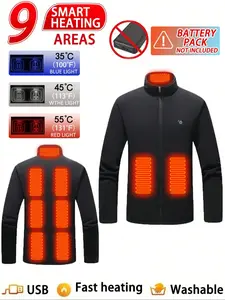 Men's Casual Plain Fleece Long Sleeve Pullover, Single-Button Heat Retention Jacket, Winter Warm Coat, Cold Weather Outerwear