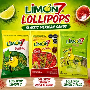 Anahuac Paleta Limon 7 Lollipo with Salt and Lemon - 30 Pcs, 10.58-oz Snack - Bonbon