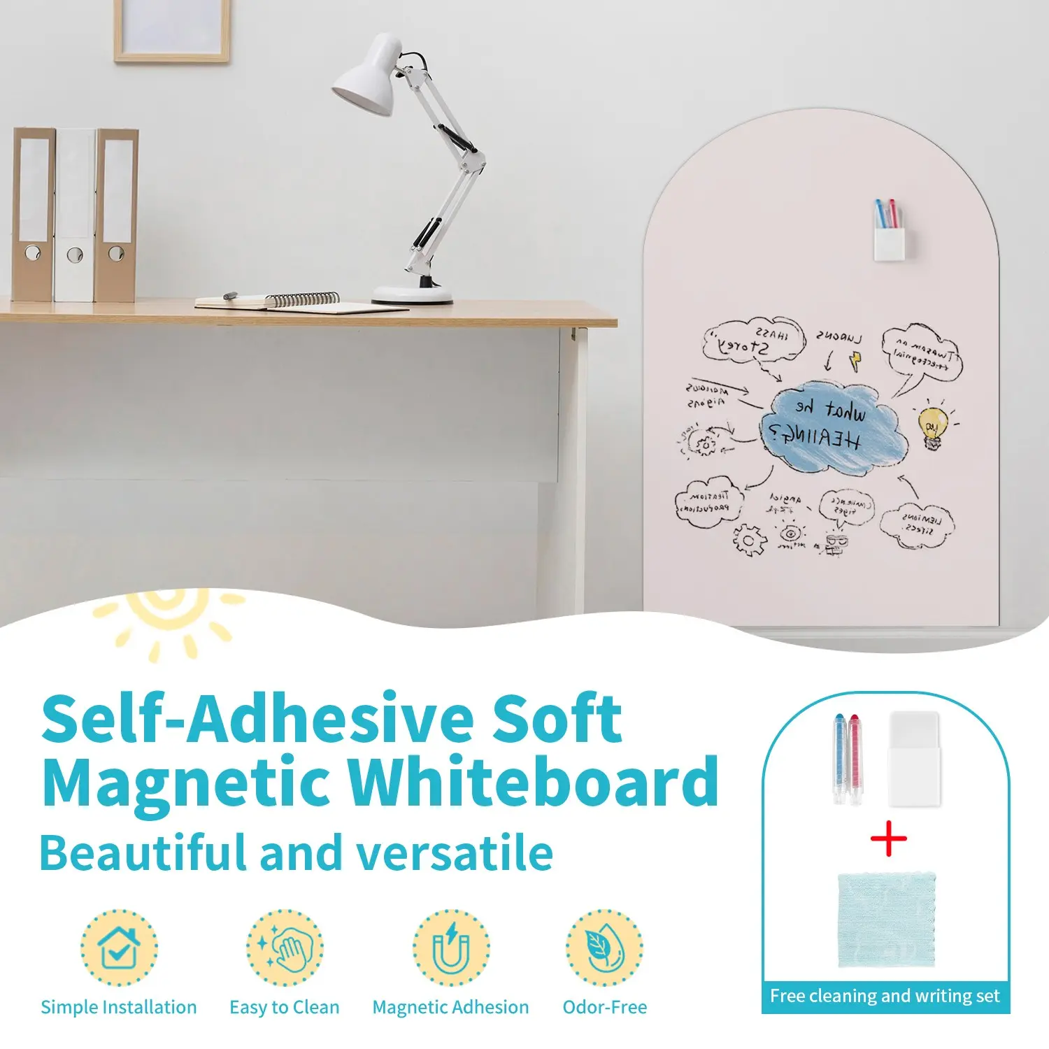 Tool-Free Magnetic Whiteboard, Smooth Writing & Strong Magnetism, Ideal for Kids' Rooms & Home Offices, Includes Storage Box & Accessories