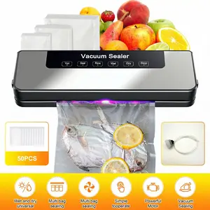 Vacuum Sealer Kit 65kPa, Includes 50 Vacuum Sealing Bags, Features Dual Dry/wet Modes, 6-in-1 Sealer Suitable for Storage And Sous Vide Cooking, Automatic Sealing Machine,Extends Food Freshness By 5 Times,  A Modern Vacuum Sealing Device