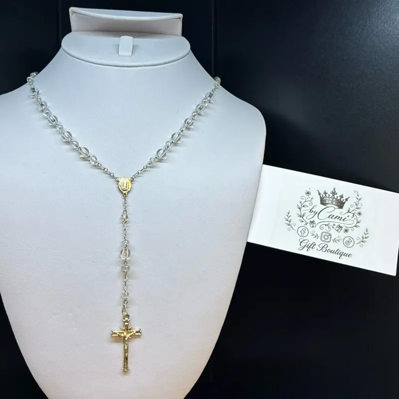 Clear Opal Rhinestone Rosary