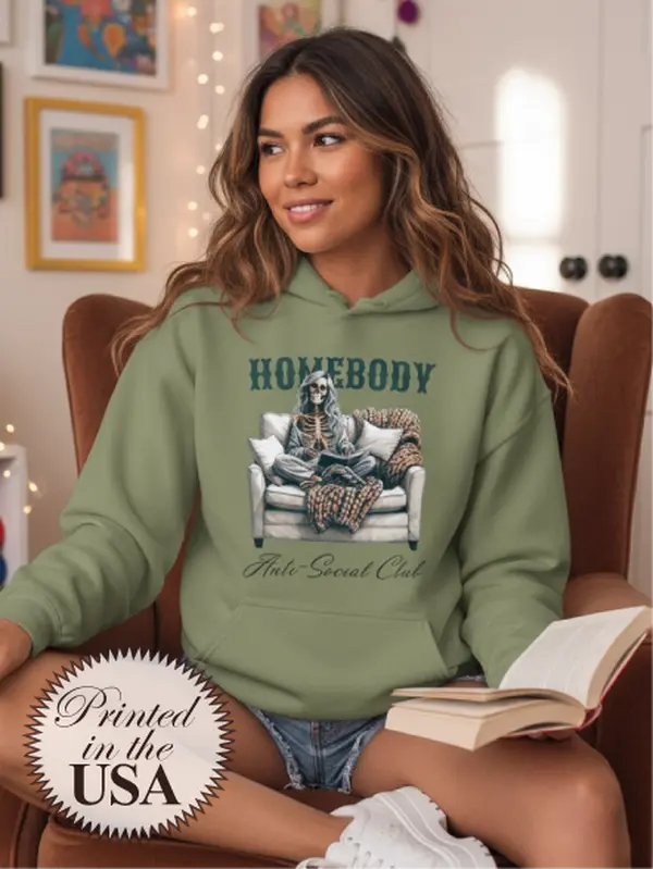 Women's Classic Fleece Hoodie, Anti-Social Club Unisex Casual Style with Kangaroo Pocket, Printed in the USA