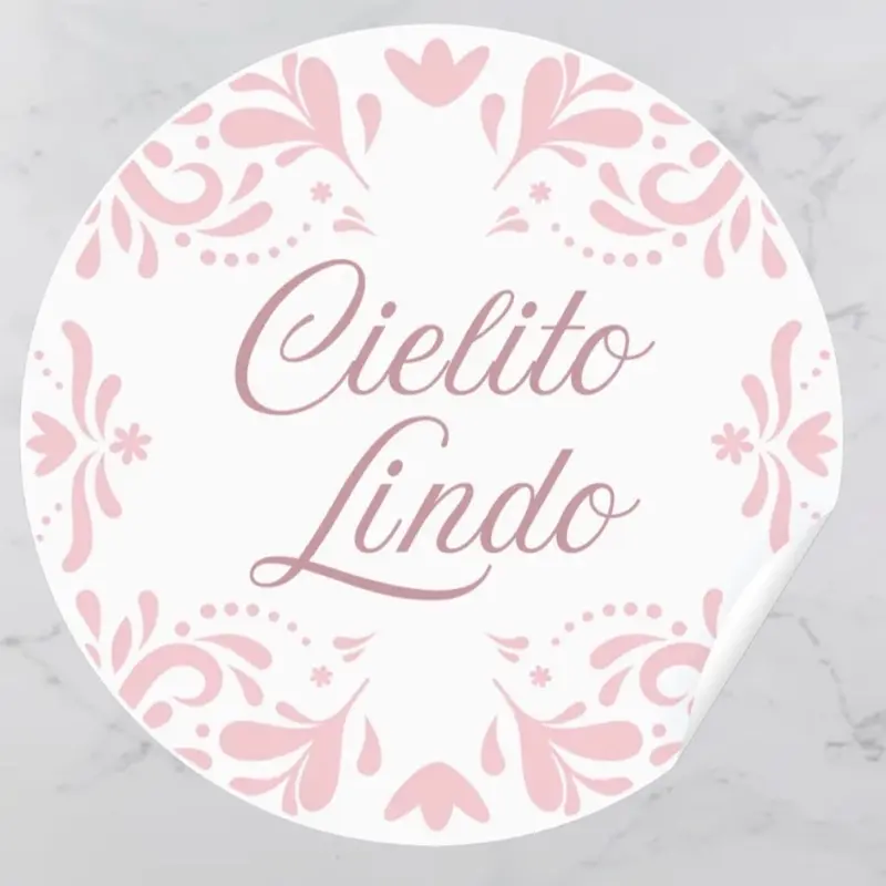 Pink Cielito Lindo Girl Baby Shower Stickers Party Favor Labels Mexican Talavera Theme Papel Picado Matte or Glossy Finish