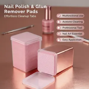 Multifunctional Nail Polish & Glue Remover Pads, Acetone Cleaning Wipes for Nails, Eyelash Glue & Bottle Mouth, Professional Nail Art Tools