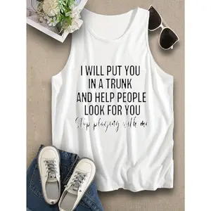 Women's "I Will Put You in a Trunk" Bold Statement Tank Top - Funny Sassy Graphic Print, Geometric Pattern, Regular Fit Sleeveless Summer Top, Machine Washable for s' Night Out & Casual Wear, Ladies Tank Tops, Friendship Graphic Tee, Medium Elasticity Fa