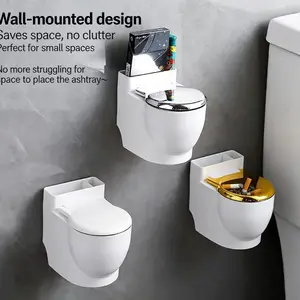 Creative Wall-Mounted Ashtray with Lid, Home Toilet Holder, Living Room Office Bedroom Bathroom Decor, Anti-Flying Ash Ornament