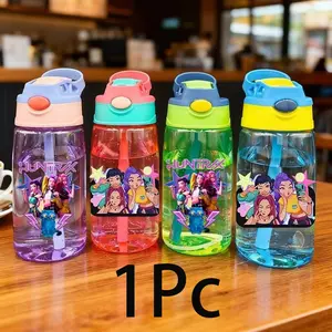 K-Pop Color 480ML Party Water Cup, Large Capacity with Straw, Portable Handle, Non-Leaking, Ideal for Birthdays & Holidays