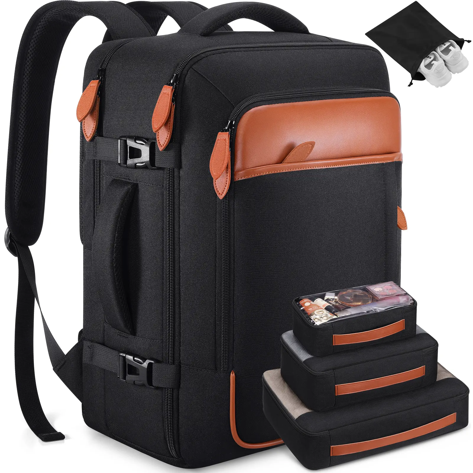 UKEIN 40L Expandable Stowable Shoulder Straps Backpack for Men & Women Airline Approved Carry On Laptop Backpack with 4 Packing Cubes Water Resistant  Weekender Bag for Business School Travel, Spring Airport Backpack, Carry On Luggage, tiktoksh