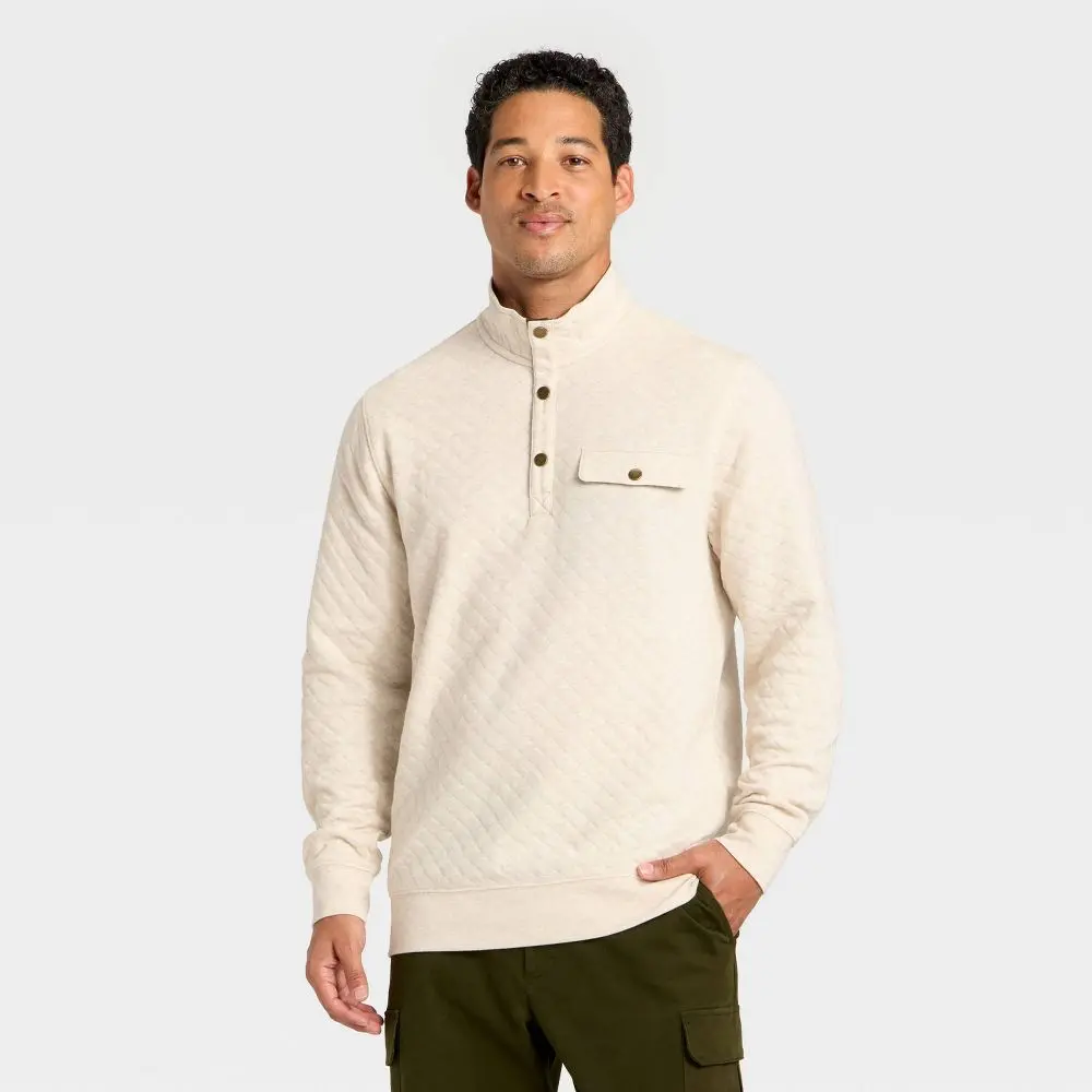 Men's Comfort Wear Quilted 1/4 Snap Pullover - Goodfellow & Co