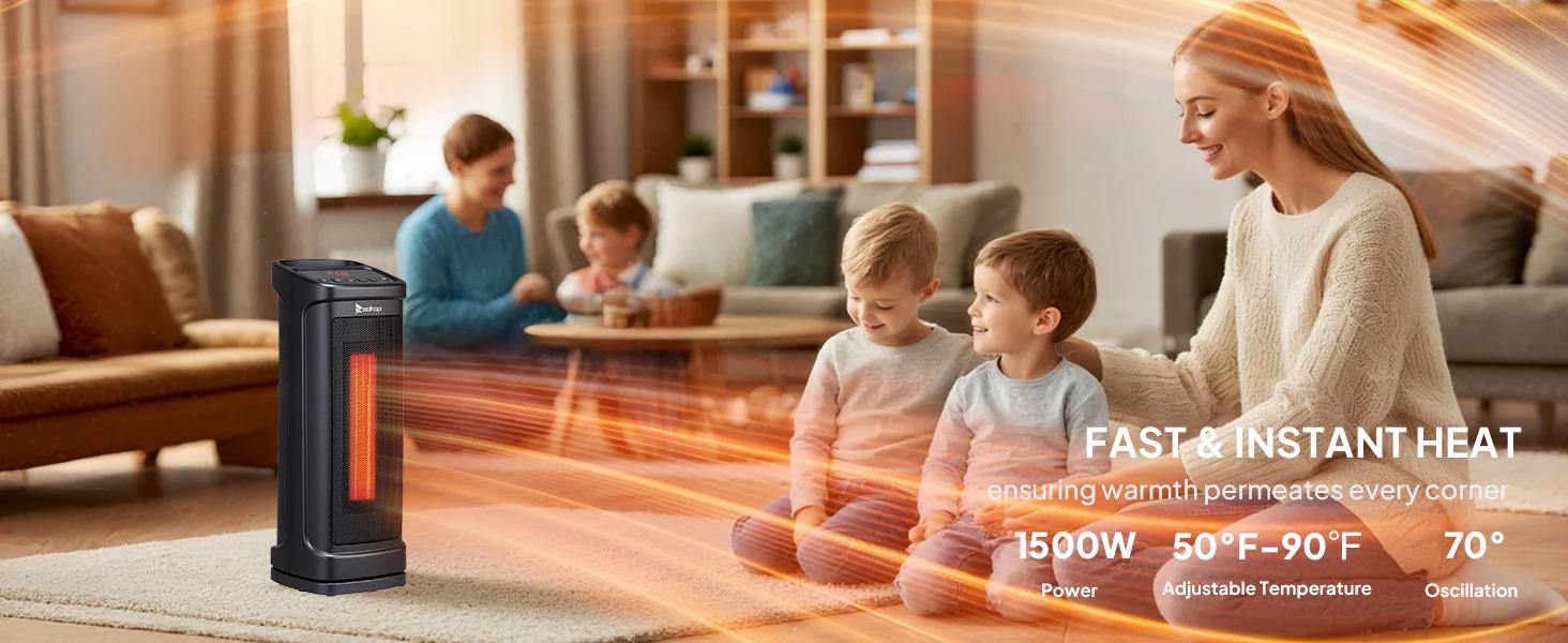 [TOP RATED - FLASH SALE] ROVSUN 17" High 1500W 120V Electric Tower Heater