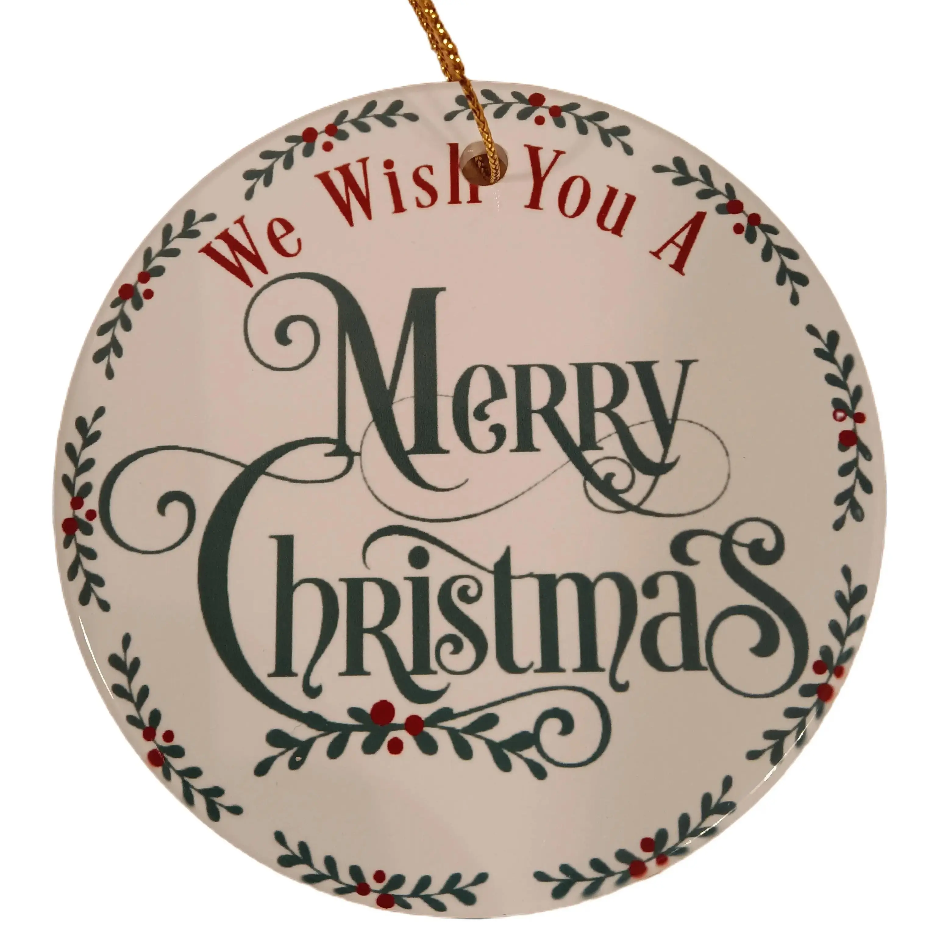 We wish you a Merry Christmas sublimated design on a ceramic ornament Chirstams Durable Colorful Decoration