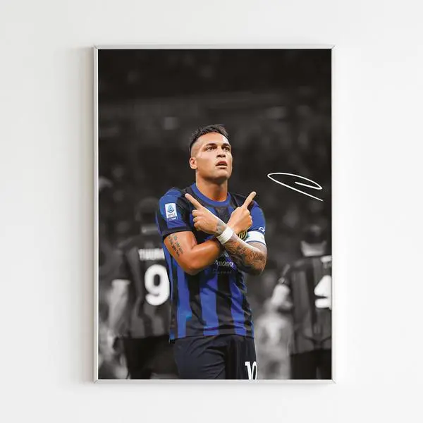 Lautaro Martinez Inter Football Poster - Soccer Art Print For Him,