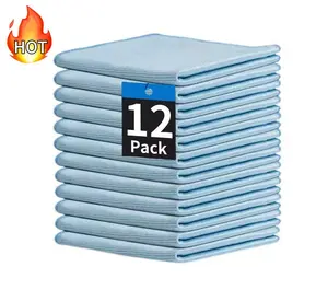 12-Pack Microfiber Glass Cleaning Cloth (12"x12"), Lint-Free Streak-Free Reusable Polishing Cloth for Stainless Steel, Eyeglasses, Mirrors & Screens summervibes