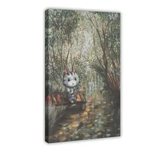 Animal Crossing Lolly Villager Painting Poster, Art Print Funny Cat Poster Cute Kitten Poster